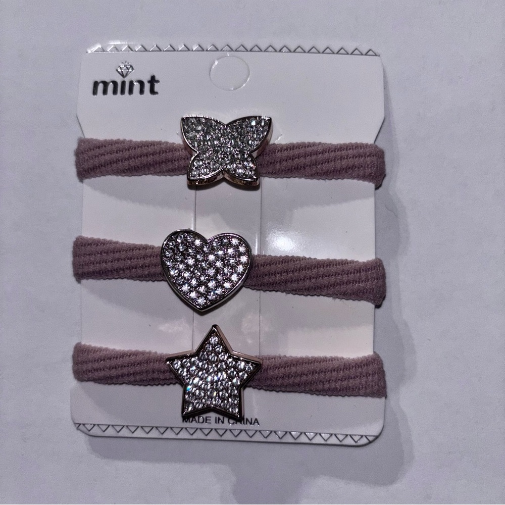 Mint Kids Hair Bands with Sparkling Silver Charms